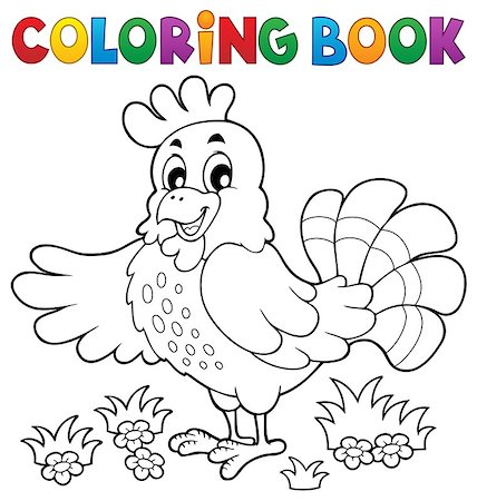 simsearch:400-05686866,k - Coloring book happy hen - eps10 vector illustration. Fotografie stock - Microstock e Abbonamento, Codice: 400-08892881