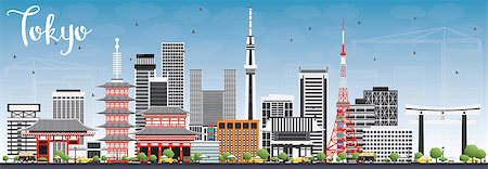 people japan big city - Tokyo Skyline with Gray Buildings and Blue Sky. Vector Illustration. Business Travel and Tourism Concept with Modern Architecture. Image for Presentation Banner Placard and Web Site. Stock Photo - Budget Royalty-Free & Subscription, Code: 400-08892983