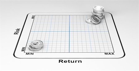 roi - 3D illustration of symbolic coins positioned on a matrix. Concept of risk-taking management and return. Fotografie stock - Microstock e Abbonamento, Codice: 400-08893028