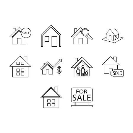 collection of real estate icon vector Stock Photo - Budget Royalty-Free & Subscription, Code: 400-08893347