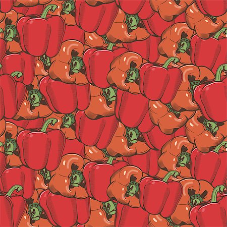 red pepper drawing - Seamless pattern background texture in vintage style. Stock Photo - Budget Royalty-Free & Subscription, Code: 400-08893478