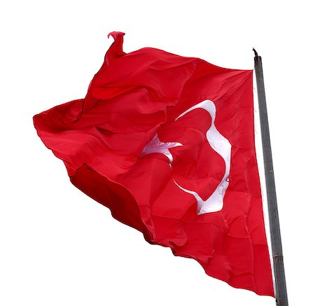 simsearch:400-05136582,k - Turkish flag waving in windy day. Isolated on white background. Stockbilder - Microstock & Abonnement, Bildnummer: 400-08893565
