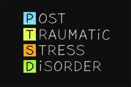 simsearch:400-07312536,k - PTSD acronym Post Traumatic Stress Disorder handwritten with white chalk on blackboard. Stock Photo - Budget Royalty-Free & Subscription, Code: 400-08893690