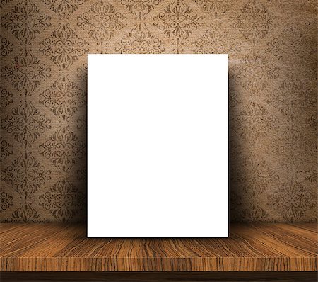 simsearch:400-09068018,k - 3D render of a blank canvas on wooden table against a grunge wallpaper background Stock Photo - Budget Royalty-Free & Subscription, Code: 400-08900340