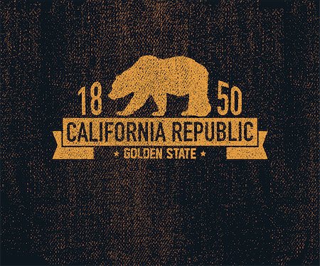 California t-shirt with grizzly bear. T-shirt graphics, design, print. Vector illustration. Stock Photo - Budget Royalty-Free & Subscription, Code: 400-08916220