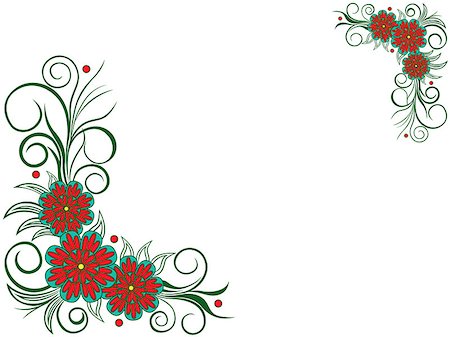 simsearch:400-08920015,k - Postcard with floral sheet corner design, hand drawing vector illustration Stockbilder - Microstock & Abonnement, Bildnummer: 400-08916398