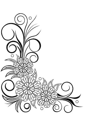 simsearch:400-08920017,k - Sheet with floral corner design, hand drawing vector illustration Stockbilder - Microstock & Abonnement, Bildnummer: 400-08916399