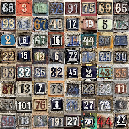 Vintage grunge square metal rusty plate of numbers of street address with numbers closeup Stock Photo - Budget Royalty-Free & Subscription, Code: 400-08916435