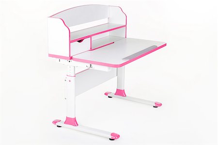 pink school desk is isolated on a white background Stock Photo - Budget Royalty-Free & Subscription, Code: 400-08916490