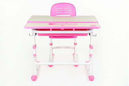 empty school chair - pink school desk is isolated on a white background Stock Photo - Budget Royalty-Free & Subscription, Code: 400-08916491