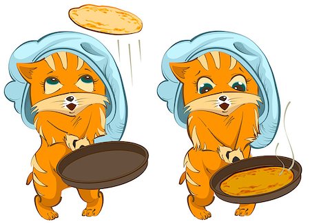 simsearch:400-07953213,k - Shrovetide russian holiday. Cat cook fries pancakes. Isolated on white fun vector cartoon illustration Foto de stock - Super Valor sin royalties y Suscripción, Código: 400-08916616