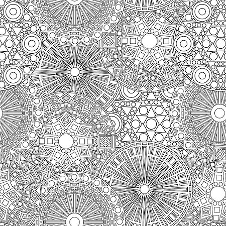 simsearch:400-08920017,k - Black and white lacy seamless floral pattern with stylized geometric flowers, vector illustration Stockbilder - Microstock & Abonnement, Bildnummer: 400-08916798