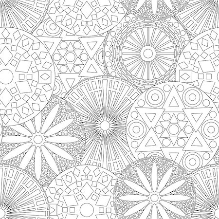 simsearch:400-08920017,k - Lacy seamless floral pattern with various stylized geometric black contour flowers on the white background, monochrome vector illustration Stockbilder - Microstock & Abonnement, Bildnummer: 400-08916791