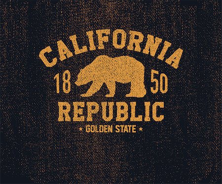 California t-shirt with grizzly bear. T-shirt graphics, design, print. Vector illustration. Stock Photo - Budget Royalty-Free & Subscription, Code: 400-08916814