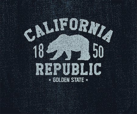California t-shirt with grizzly bear. T-shirt graphics, design, print. Vector illustration. Stock Photo - Budget Royalty-Free & Subscription, Code: 400-08916815