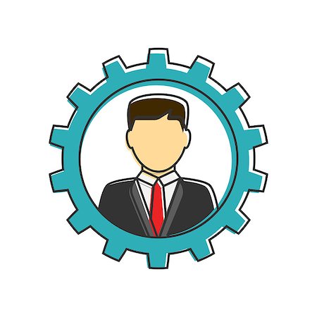 Businessman in gear flat line icon on white background Photographie de stock - Aubaine LD & Abonnement, Code: 400-08916888