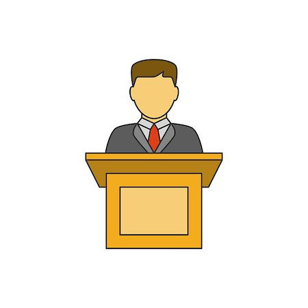 Orator speaking from tribune stands behind a podium Stock Photo - Budget Royalty-Free & Subscription, Code: 400-08917054