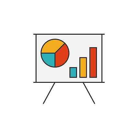 simsearch:400-08750925,k - Schedule on the whiteboard flat line icon. Chart Presentation Stock Photo - Budget Royalty-Free & Subscription, Code: 400-08917052