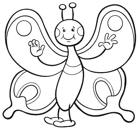 simsearch:400-08917123,k - Black and White Cartoon Illustration of Butterfly Insect Animal Character Coloring Page Photographie de stock - Aubaine LD & Abonnement, Code: 400-08917085