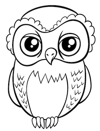 simsearch:400-09049299,k - Black and White Cartoon Illustration of Owl Bird Animal Character Coloring Page Stock Photo - Budget Royalty-Free & Subscription, Code: 400-08917115