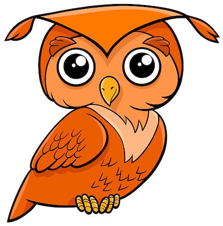 simsearch:400-08917123,k - Cartoon Illustration of Cute Owl Bird Animal Character Photographie de stock - Aubaine LD & Abonnement, Code: 400-08917116