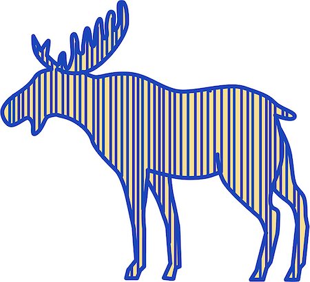 simsearch:400-08917363,k - Drawing sketch style illustration of a moose (North America) or elk (Eurasia), Alces alces, the largest extant species in the deer family by the broad, flat (or palmate) antler of the male bull viewed from the side set on isolated white background. Stock Photo - Budget Royalty-Free & Subscription, Code: 400-08917368