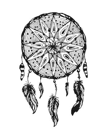 diddle (artist) - Dreamcatcher, Hand drawn vector illustration Fotografie stock - Microstock e Abbonamento, Codice: 400-08917416