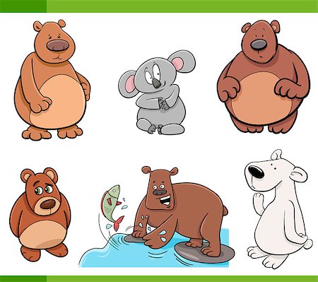 Cartoon Illustration of Bears Animal Characters Set Stock Photo - Budget Royalty-Free & Subscription, Code: 400-08917530