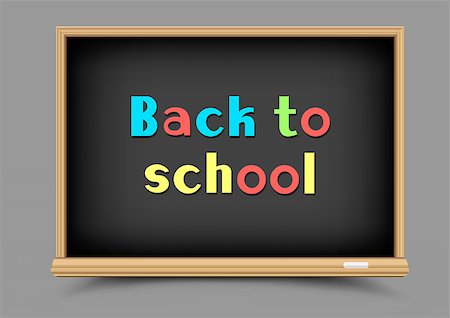 simsearch:400-07971845,k - Education school black chalkboard with shadow on gray background. Blackboard template and chalk write multicolor message back to school Stock Photo - Budget Royalty-Free & Subscription, Code: 400-08917674