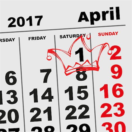 1 April Fools Day Calendar reminder. Illustration in vector format Fotografie stock - Microstock e Abbonamento, Codice: 400-08917688