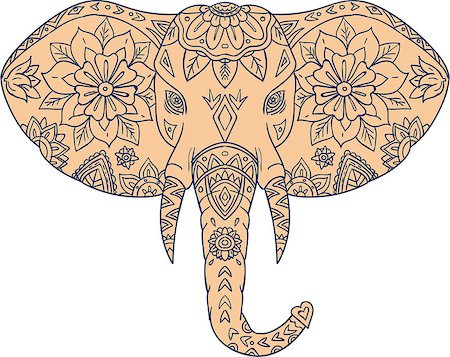 elephant balancing - Mandala style illustration of an elephant head viewed from front set on isolated white background. Stock Photo - Budget Royalty-Free & Subscription, Code: 400-08917715