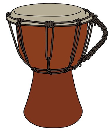 Hand drawing of a wooden small ethno drum Stock Photo - Budget Royalty-Free & Subscription, Code: 400-08917737