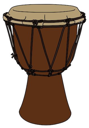 Hand drawing of a classic wooden ethno drum Stock Photo - Budget Royalty-Free & Subscription, Code: 400-08917738