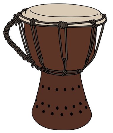 Hand drawing of a classic wooden small ethno drum Stock Photo - Budget Royalty-Free & Subscription, Code: 400-08917739