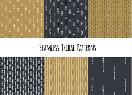 drawn baby - Set of modern seamless hand drawn geometric tribal patterns. Vector aztec design illustration. Stock Photo - Budget Royalty-Free & Subscription, Code: 400-08917744