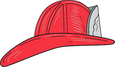 simsearch:400-07429745,k - Drawing sketch style of a vintage fireman fire fighter helmet viewed from the side set on isolated white background. Stock Photo - Budget Royalty-Free & Subscription, Code: 400-08917751