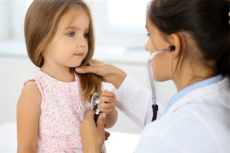 simsearch:400-08935984,k - Doctor examining a little girl by stethoscope. Stock Photo - Budget Royalty-Free & Subscription, Code: 400-08917841