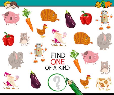 simsearch:400-08917554,k - Cartoon Illustration of Educational Activity of Finding One of a Kind for Children Stockbilder - Microstock & Abonnement, Bildnummer: 400-08917903