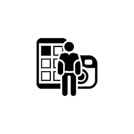 simsearch:400-06355676,k - Blogger Icon. Flat Design. Isolated illustration with a silhouette of a man and a smartphone with a photo camera on the background Foto de stock - Super Valor sin royalties y Suscripción, Código: 400-08918117