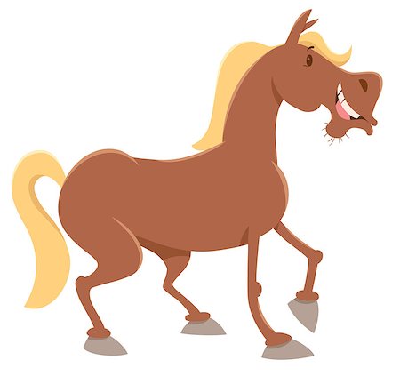 simsearch:400-09050259,k - Cartoon Illustration of Funny Horse Farm Animal Character Foto de stock - Royalty-Free Super Valor e Assinatura, Número: 400-08918161