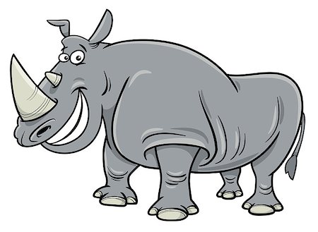 simsearch:400-09095574,k - Cartoon Illustration of Rhinoceros Wild Animal Character Foto de stock - Super Valor sin royalties y Suscripción, Código: 400-08918199