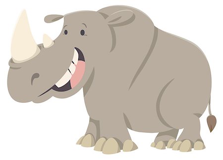 simsearch:400-07833918,k - Cartoon Illustration of Funny Rhinoceros Wild Animal Character Photographie de stock - Aubaine LD & Abonnement, Code: 400-08918190