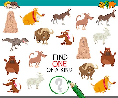 simsearch:400-08917554,k - Cartoon Illustration of Find One of a Kind Educational Activity for Preschool Children Stockbilder - Microstock & Abonnement, Bildnummer: 400-08918193