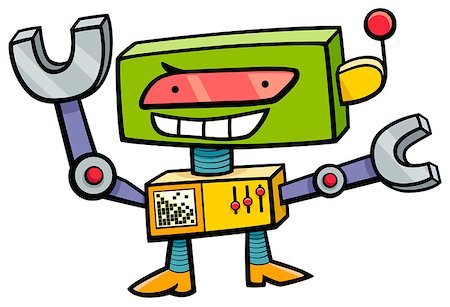 Cartoon Illustration of Funny Robot Science Fiction Character Stock Photo - Budget Royalty-Free & Subscription, Code: 400-08918201