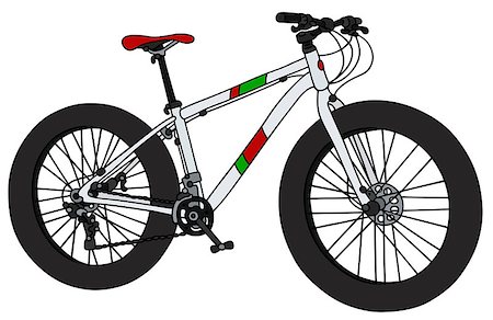 extreme bicycle vector - Hand drawing of a white snowbike Stock Photo - Budget Royalty-Free & Subscription, Code: 400-08918263