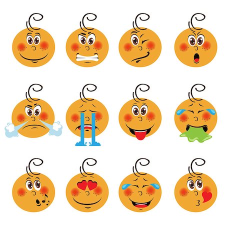 Baby boy Emojis Set of Emoticons Icons Isolated. Vector Illustration On White Background Stock Photo - Budget Royalty-Free & Subscription, Code: 400-08918371