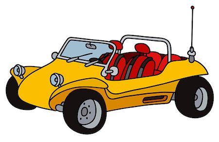 funny convertible car image - Hand drawing of a funny yellow dune buggy - not a real model Stock Photo - Budget Royalty-Free & Subscription, Code: 400-08918426