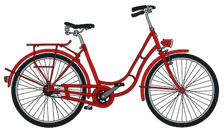 Hand drawing of a classic red bicycle Fotografie stock - Microstock e Abbonamento, Codice: 400-08918422