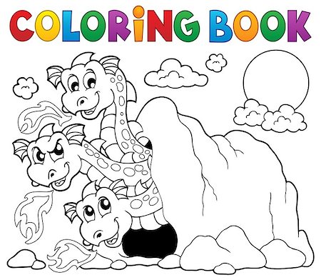 Coloring book dragon theme image 5 - eps10 vector illustration. Stock Photo - Budget Royalty-Free & Subscription, Code: 400-08918464