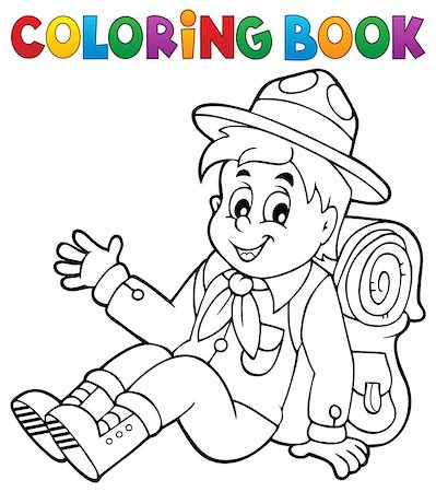 simsearch:400-08918506,k - Coloring book scout boy theme 2 - eps10 vector illustration. Stock Photo - Budget Royalty-Free & Subscription, Code: 400-08918466